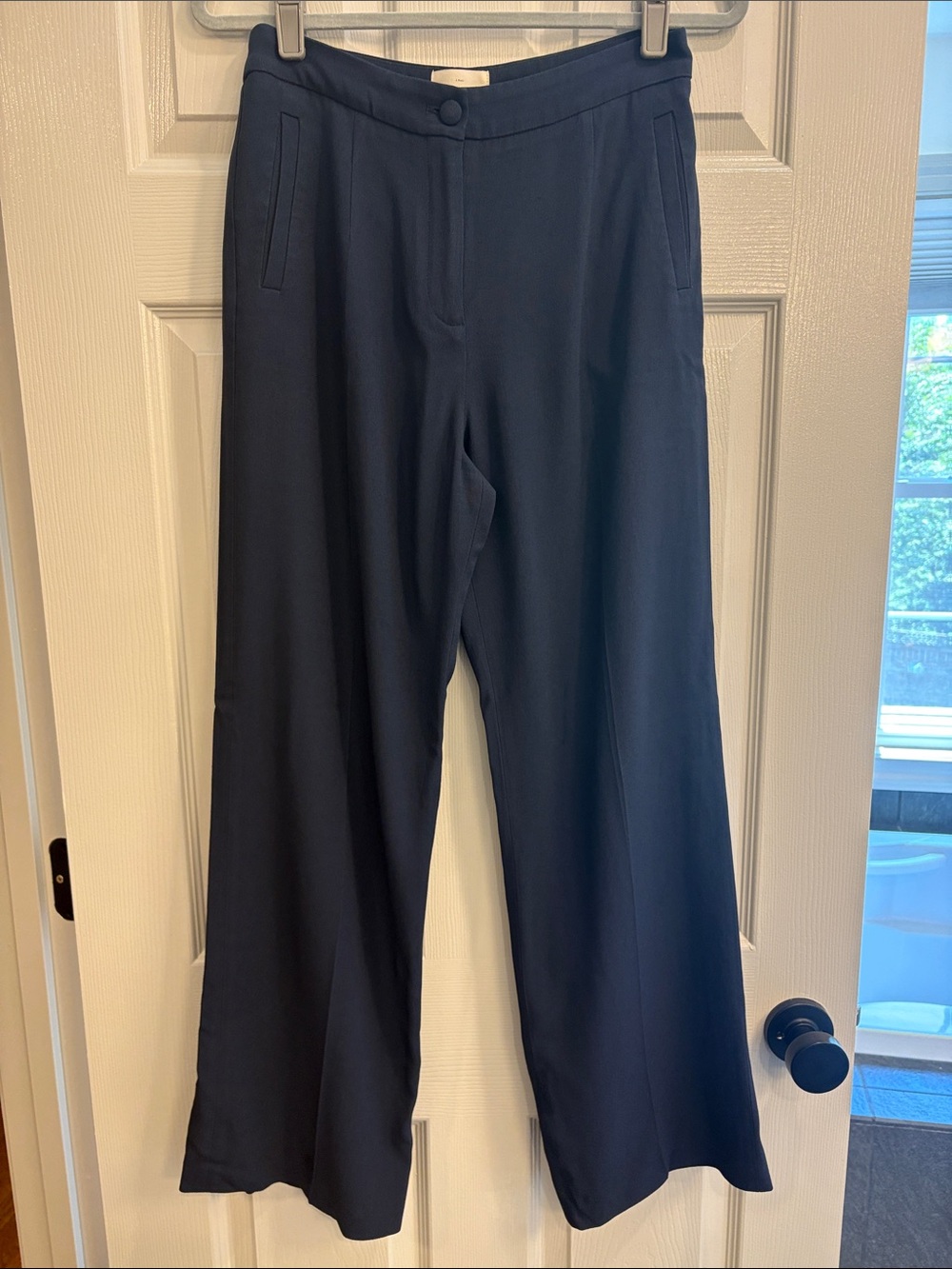 Sezane Deep Navy Wide-Leg Trousers